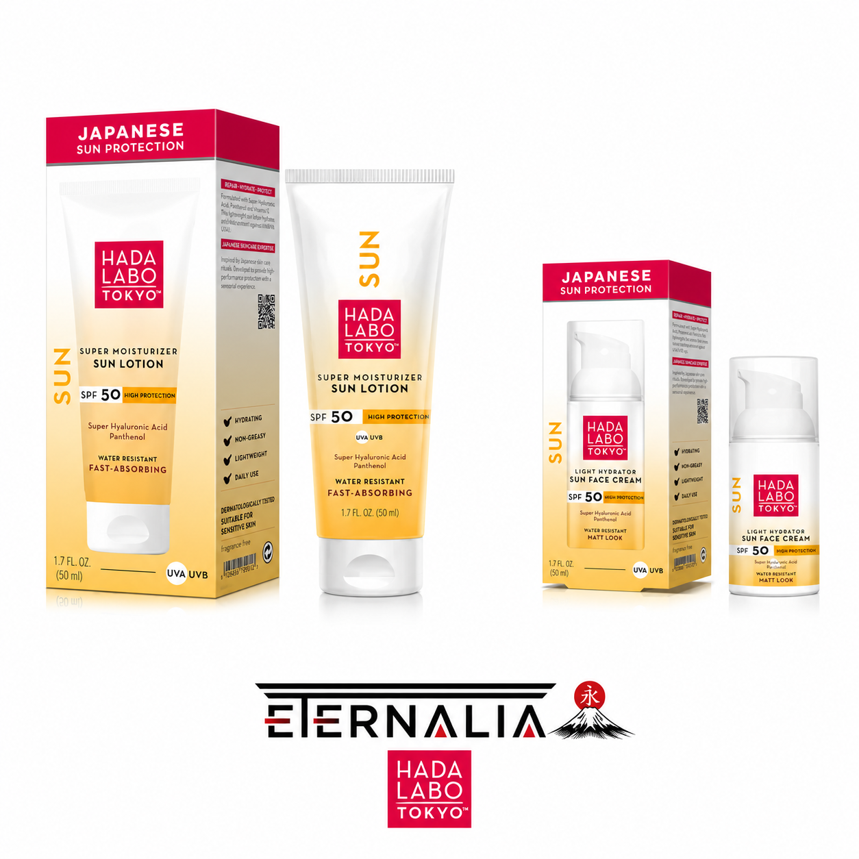 Pack 2 Crèmes Solaires Hada Labo SPF 50+ Visage & Corps - Protection UVA-UVB